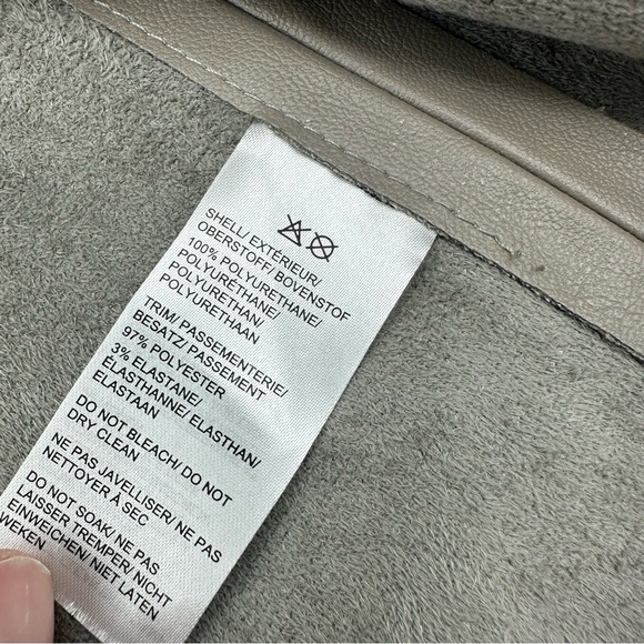 SAKS FIFTH AVENUE Faux Leather Jacket Waterfall Cardigan Grunge Biker Rocker - Picture 7 of 9